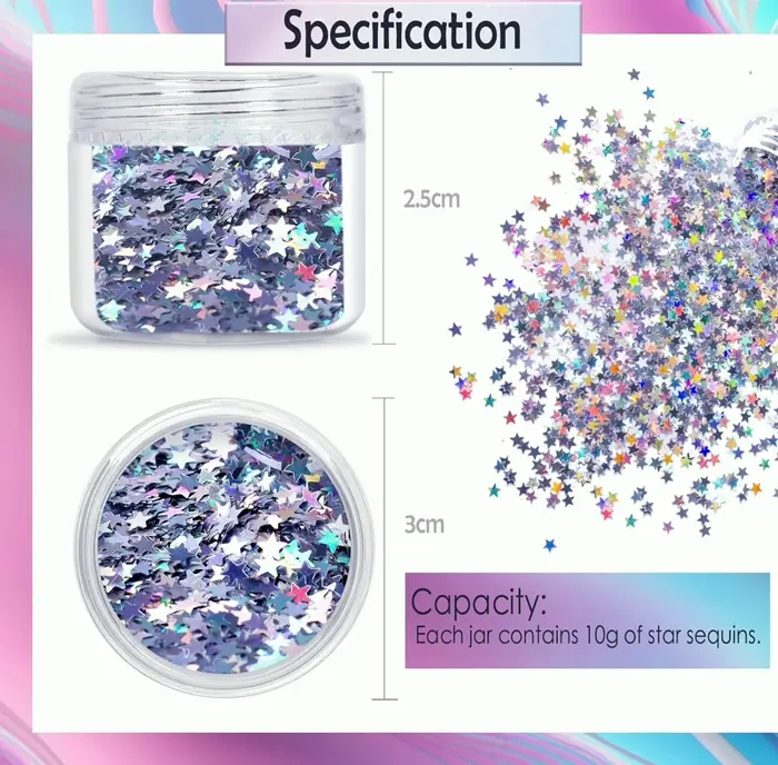 Laza's Holographic Micro-Star Nail Art Sequins