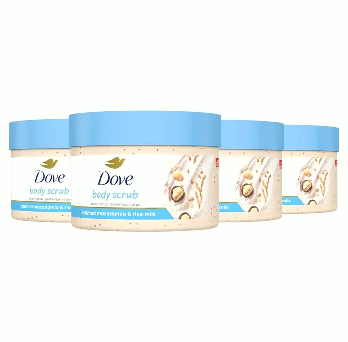 Dove's Exfoliating Skin Polish - Macadamia & Rice Milk, 10.5oz, 4-Pack