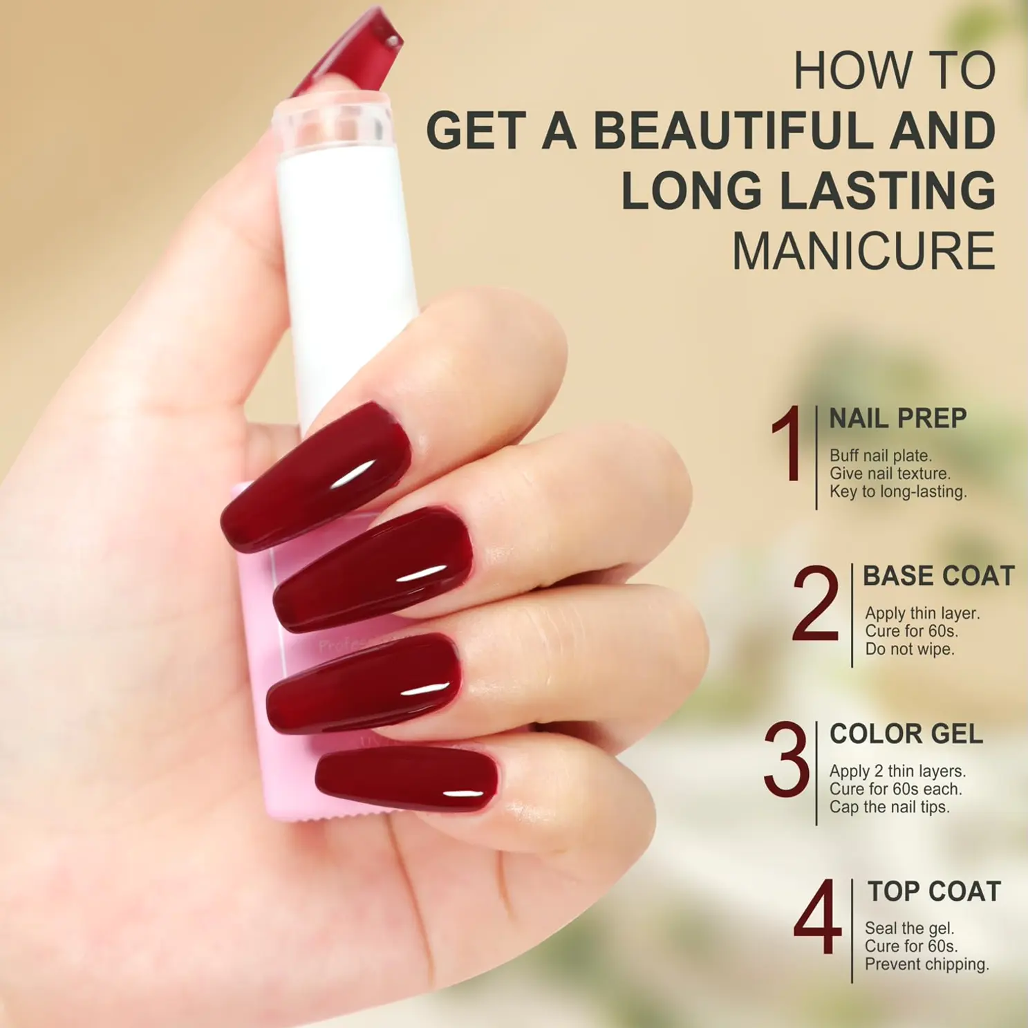 Jelly Dark Red Polish Nail Art