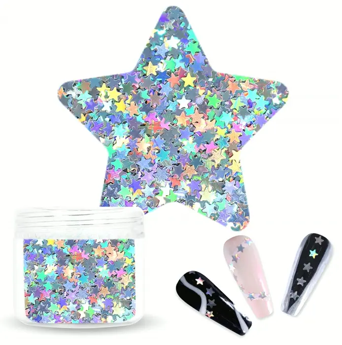 Laza's Holographic Micro-Star Nail Art Sequins