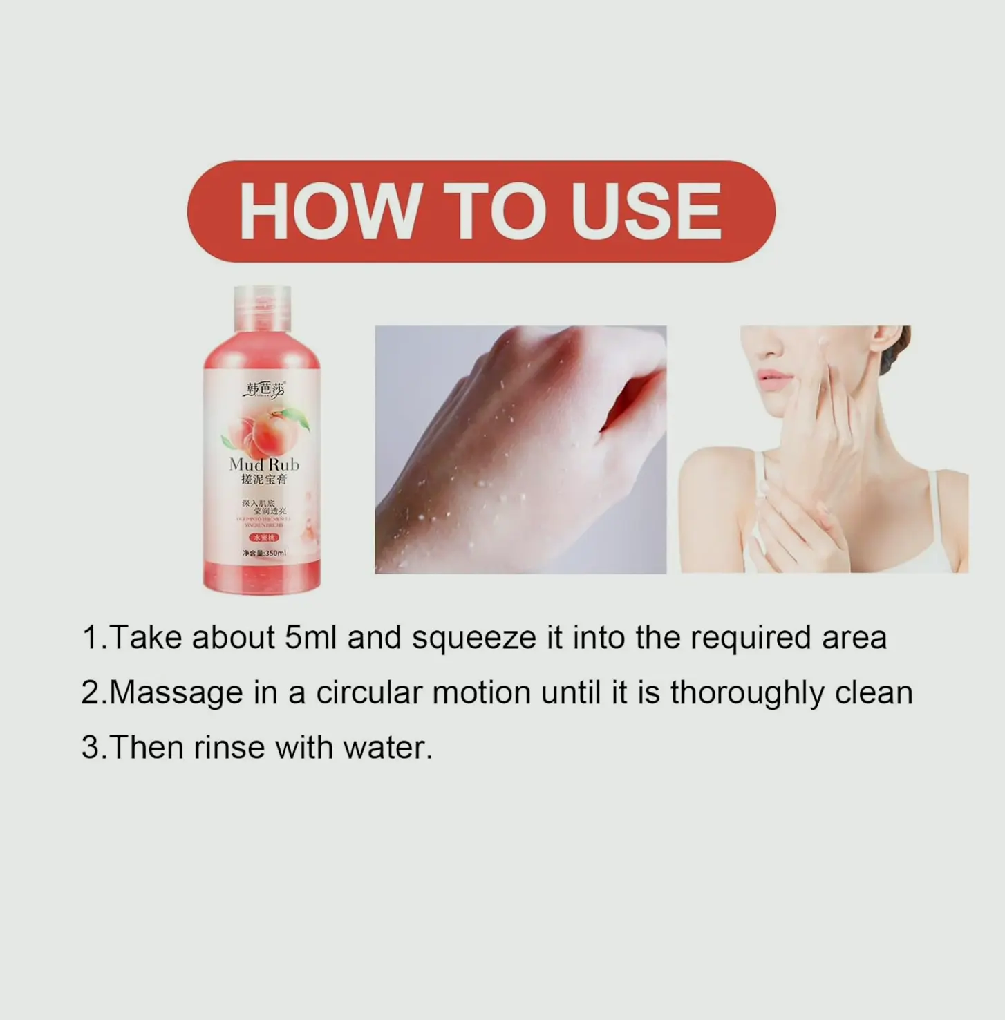 Mud Scrub Cream Exfoliating Skin Cleanser (Peach/1PC/350ML)