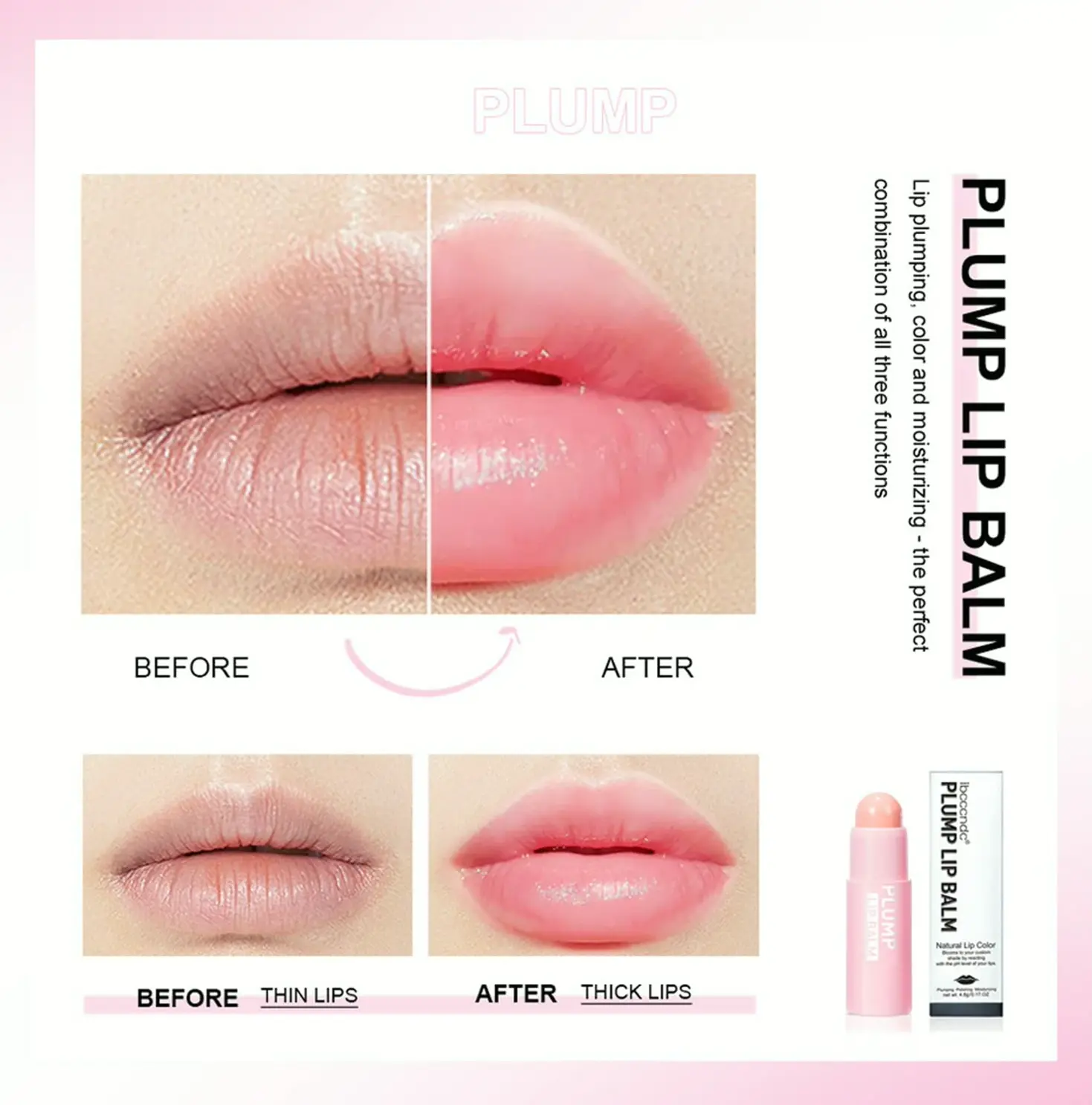 Plumping Colored Lip Balm - Moisturizing Lips Care - 0.17Oz/4.8g - Mauve Whip