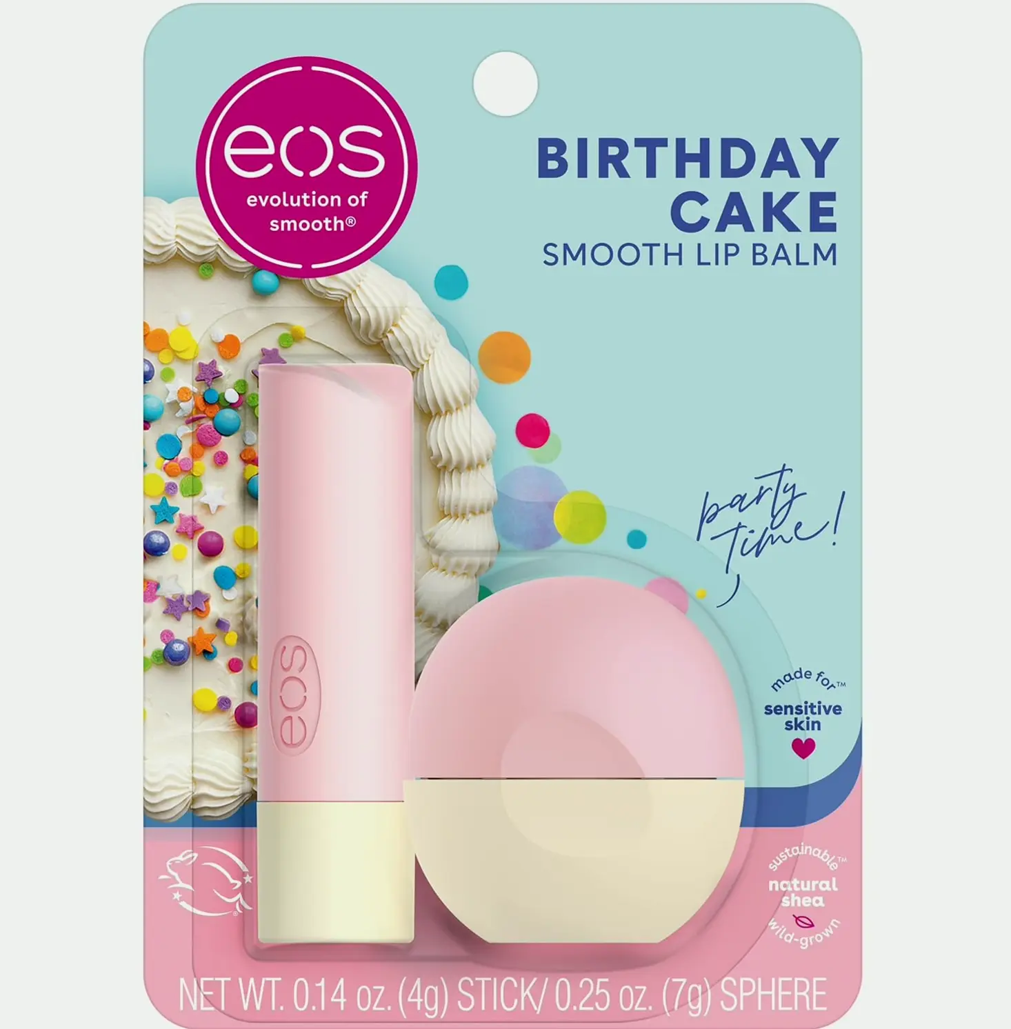 eos Shea Moisturizing Lip Care - Birthday Cake, 0.39 oz