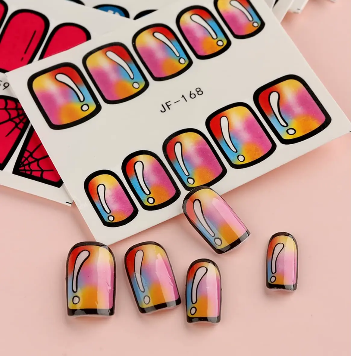 12 Pieces Colorful Parisian Nail Stickers Comic Nail Decals