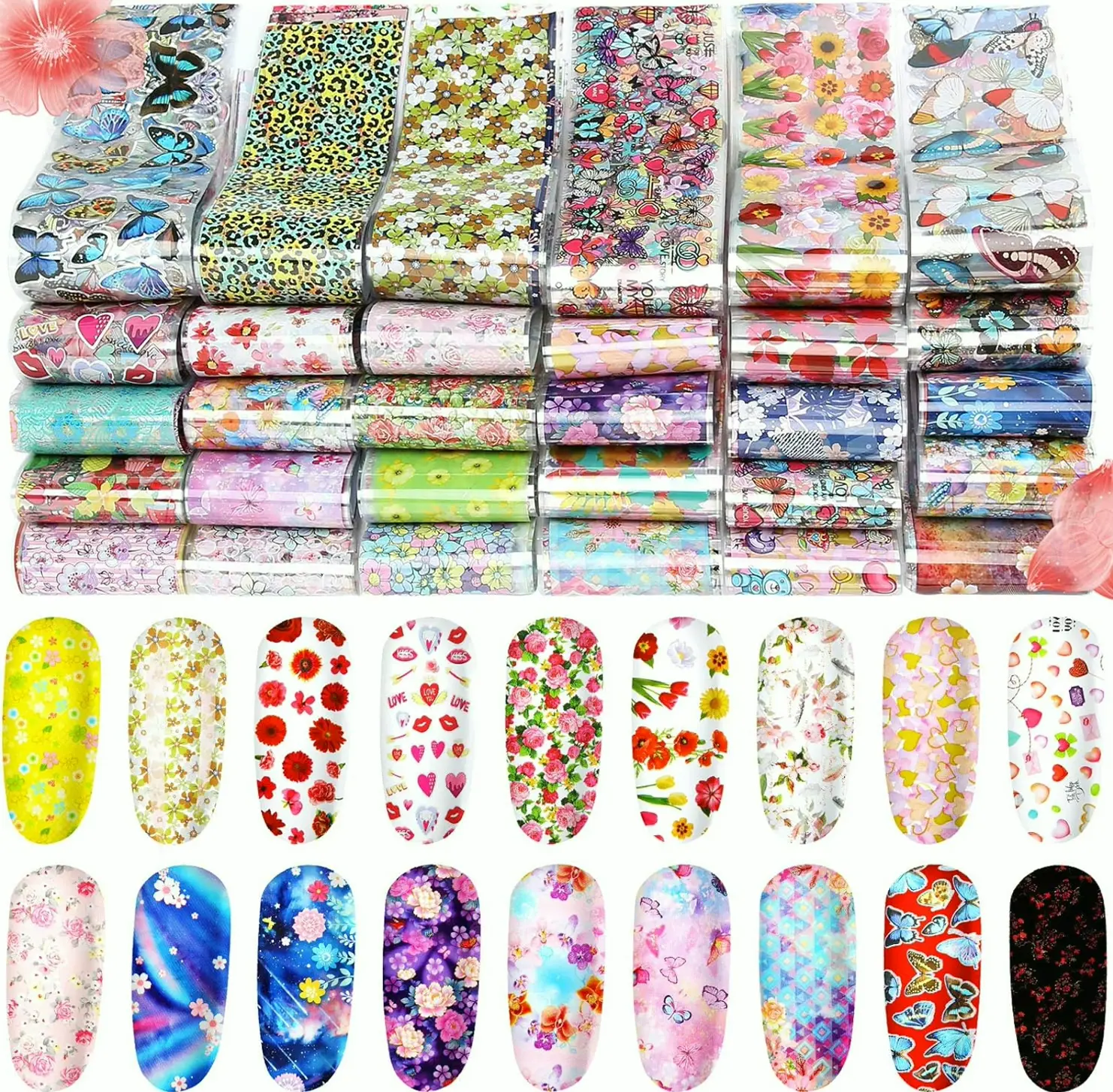 300 Sheets Nail Art Foil Transfer Sticker Kit