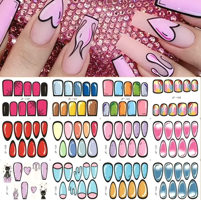 12 Pieces Colorful Parisian Nail Stickers Comic Nail Decals