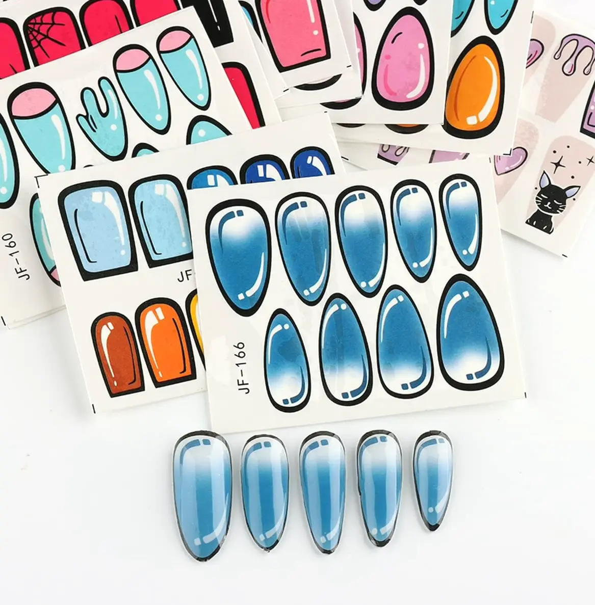 12 Pieces Colorful Parisian Nail Stickers Comic Nail Decals