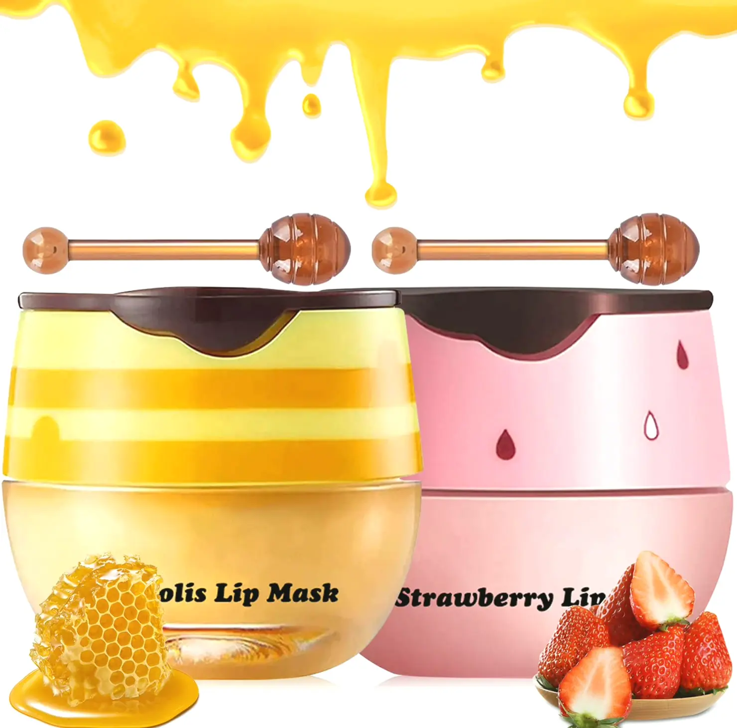 Sweet Lip Balm Mask Set: Honey & Strawberry