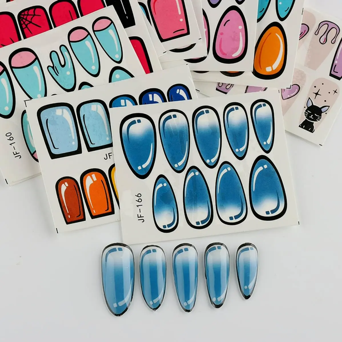 12 Pieces Colorful Parisian Nail Stickers Comic Nail Decals
