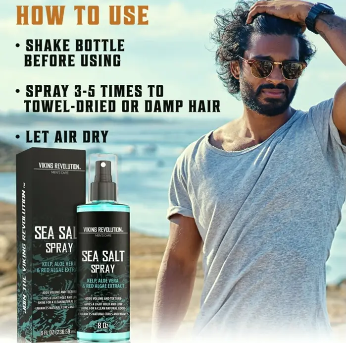 Norse Retort Oceanic Salt Mist for Hair Men - Kelp, Aloe Vera & Algae 8 oz