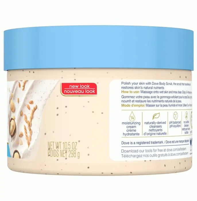Dove's Exfoliating Skin Polish - Macadamia & Rice Milk, 10.5oz, 4-Pack