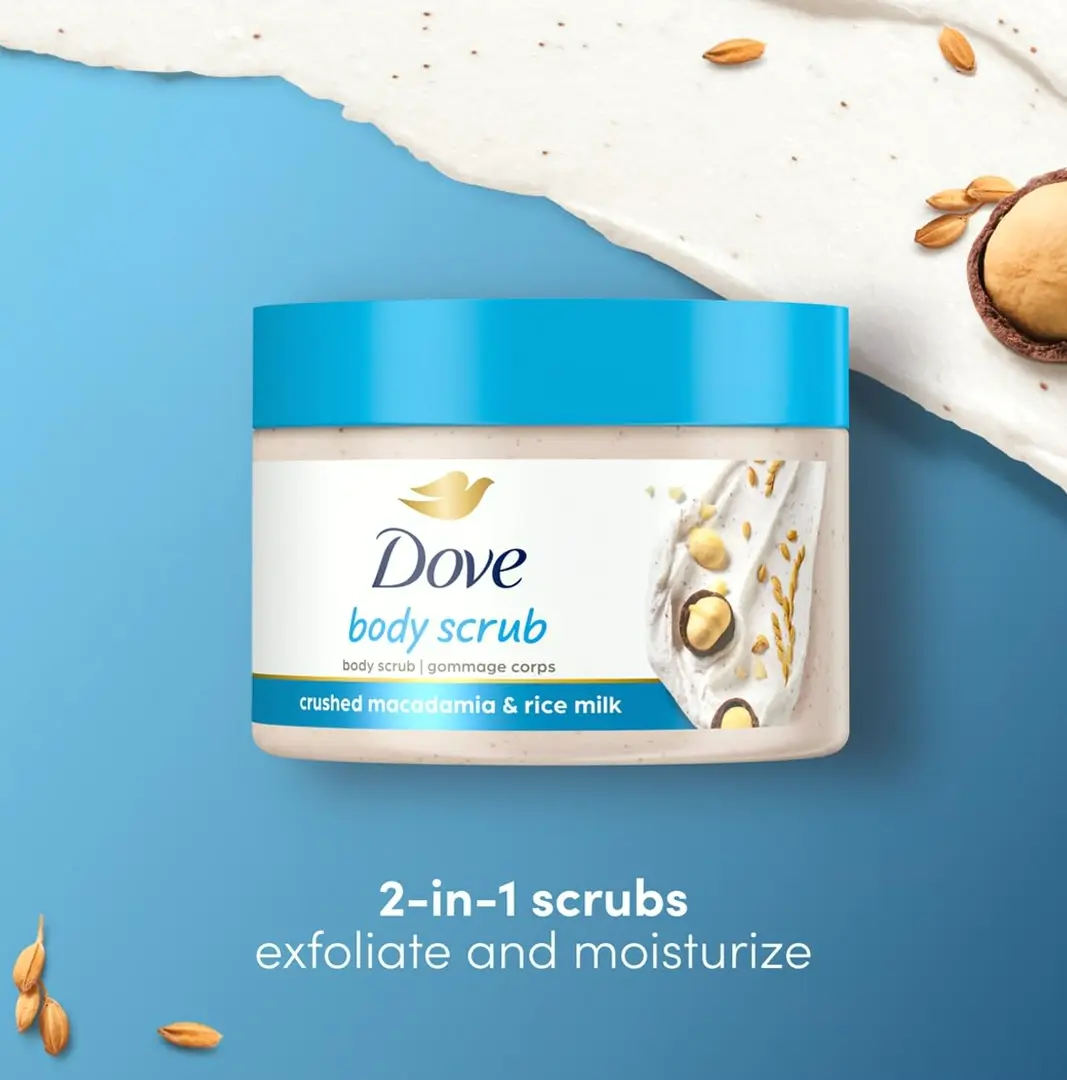Dove's Exfoliating Skin Polish - Macadamia & Rice Milk, 10.5oz, 4-Pack