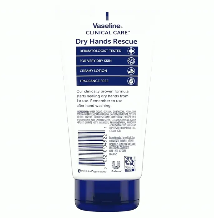 Vaseline's Hand Cream: Dry Hands Rescue, Fragrance-Free (Set of 2)